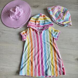 Bundle RuffleButts Ruffle Terry Cover-Up 12-18m plus 2 hats